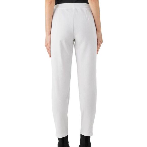 Eileen Fisher Pull On Pants Women L Washable Stretch Crepe Slim Ankle White - Picture 6 of 14